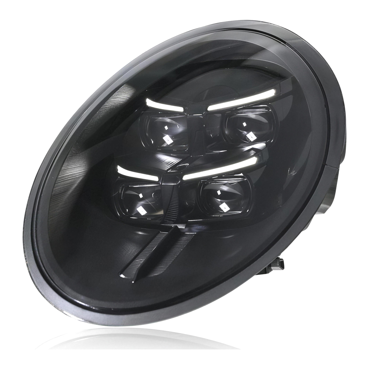 Detail LED světlometu pro Porsche 911 991.1 a 991.2 – matrix čočky a černý reflektor