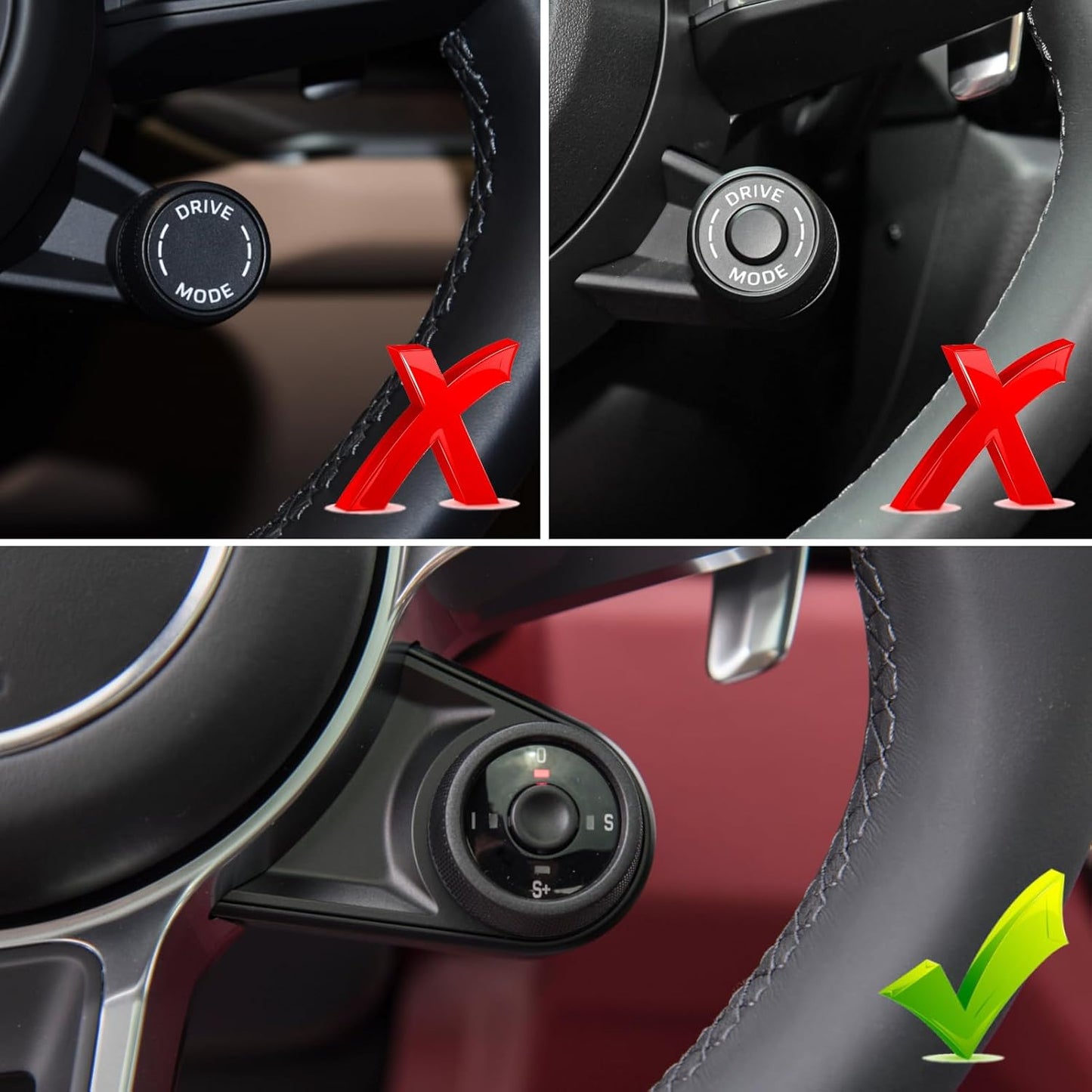 Kryt knoflíku přepínače jízdního režimu na volant typu A pro Porsche 911, Cayenne, Macan, Panamera, Boxster/Cayman (2012–2025)