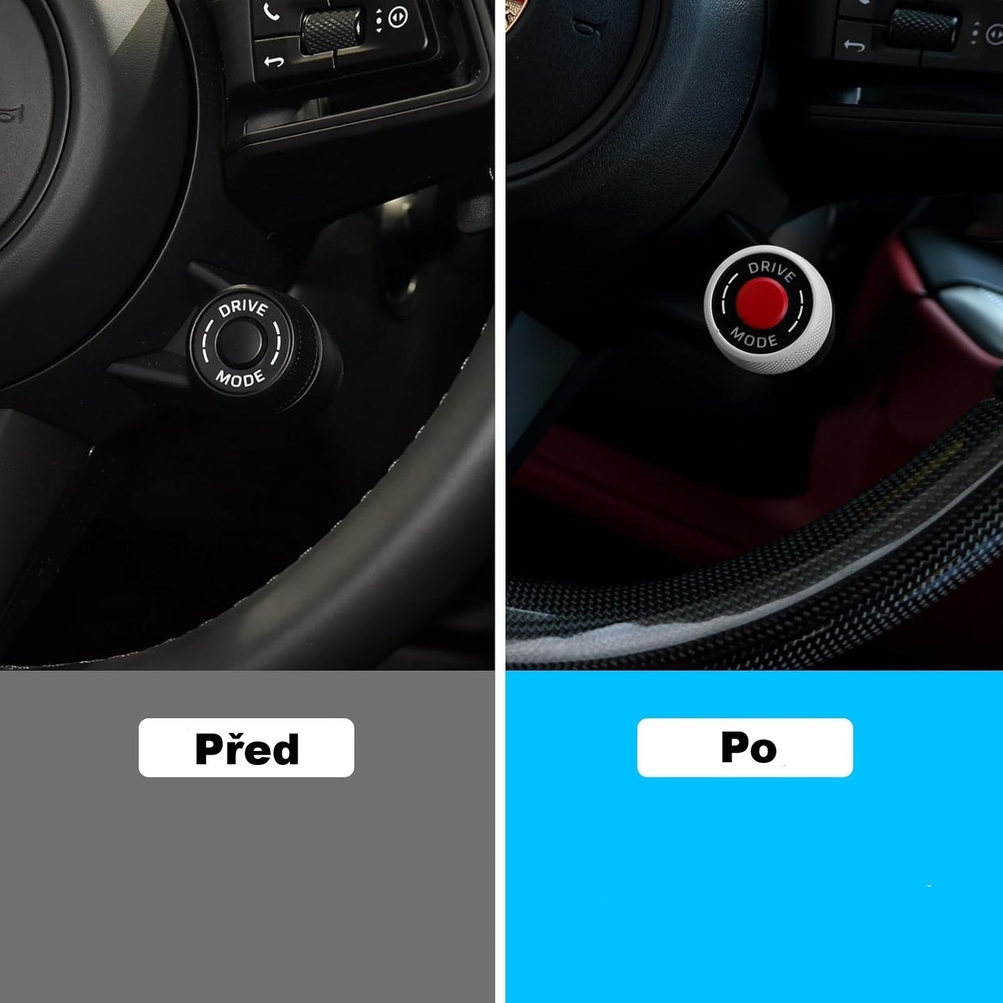 Kryt knoflíku přepínače jízdního režimu na volant typu B pro Porsche 911, Cayenne, Macan, Panamera, Tycan (2018–2025)