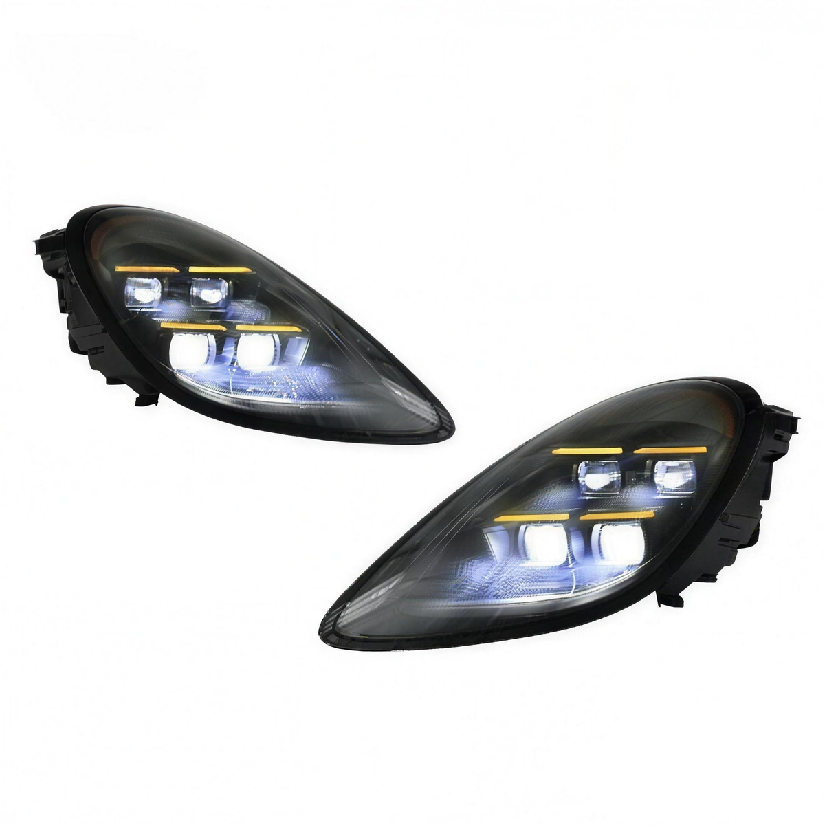 LED světlomety pro Porsche Boxster/Cayman 981 – pár s rozsvícenými denními světly