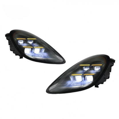 LED světlomety pro Porsche Boxster/Cayman 981 – pár s rozsvícenými denními světly