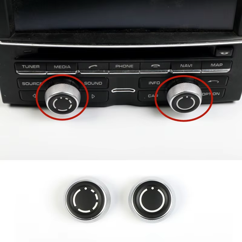 Stříbrný knoflík hlasitosti a ovládání rádia pro Porsche Boxster, Cayman, 911, Panamera, Cayenne, Macan (2009-2021)