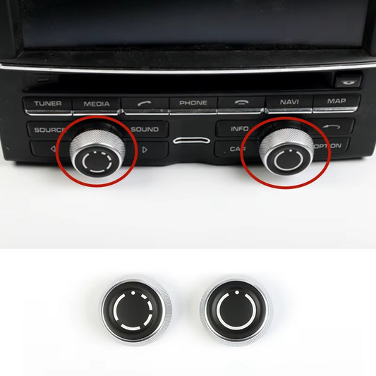 Stříbrný knoflík hlasitosti a ovládání rádia pro Porsche Boxster, Cayman, 911, Panamera, Cayenne, Macan (2009-2021)